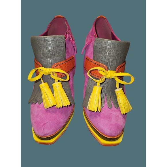 Cole Haan x NikeAir Kiltie Platform Stiletto Bootie Suede/Leather Women 7B - Picture 1 of 14